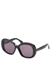 Max Mara Women's Shiny Black Edna Oversized Round Sunglasses In Crl