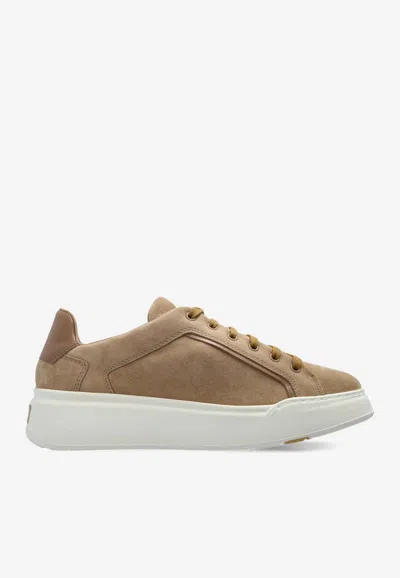 Max Mara Super Suede Trainers In Beige