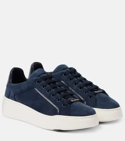 Max Mara Supersuede Suede Platform Sneakers In Navy Blue