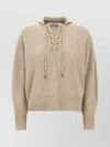 Max Mara Supreme Knit Hooded Lace-up Sweater In Neutrals