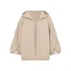 Max Mara Hooded Sweater With Button-detail Sleeves In Wool-cashmere Blend In Neutral