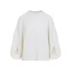 Max Mara Relaxed-fit Wool-cashmere Blend Sweater With Button Details In White