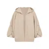 Max Mara Hooded Sweater With Button-detail Sleeves In Wool-cashmere Blend In Neutral