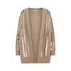 Max Mara Mirco Cable Knit Sequined Cardigan In Beige