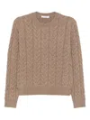 Max Mara Slim Fit Cable-knit Cashmere Pullover Clothing In Animal Print