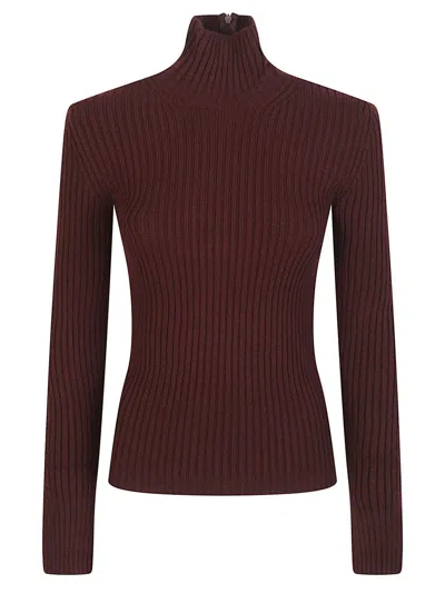 Max Mara Ribbed Roll-neck Sweater In Red
