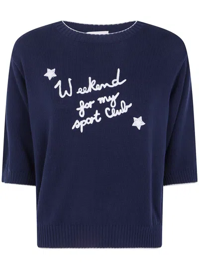 Max Mara Sweater Embroidered "wkd Fiacre" In Blue