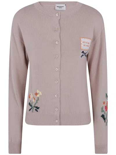 Max Mara Sweater Embroidered "wkd Teiera" In Brown