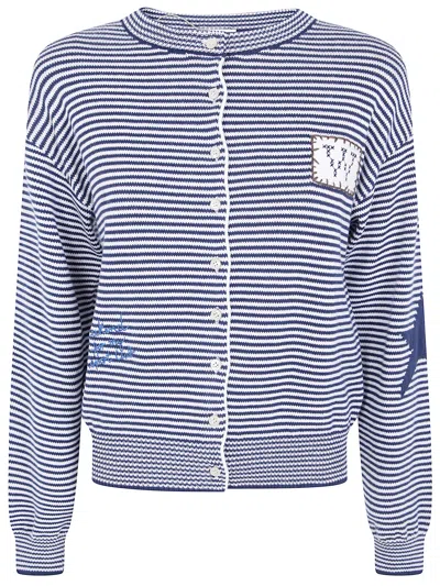 Max Mara Sweater Embroidered "wkd Teiera" In Blue