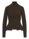 Max Mara Ribbed Wool Cashmere Turtleneck Sweater In Animal Print