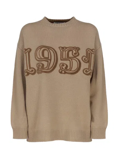 Max Mara Fido - Monogram Pullover In Wool And Cashmere In Brown