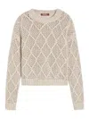 Max Mara Boxy Sweater In Wool And Cashmere With Sequins In Brown