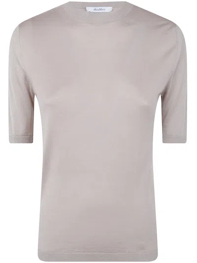 Max Mara Mxm Aceti Short Sleeve Knit Top In Gray