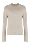 Max Mara Cashmere Marica Crew Neck Knit Sweater In Neutral
