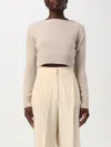 Max Mara Cropped Knitted Top In Beige