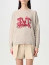 Max Mara Monogram Wool-blend Crewneck Sweater In Beige