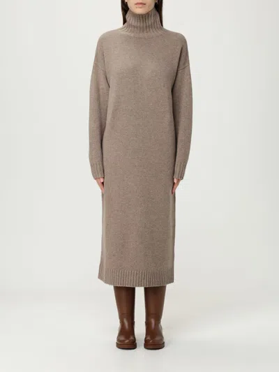 Max Mara Cashmere Turtleneck Midi Dress In Brown