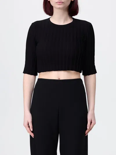 Max Mara Stretch Viscose Crop Top In Black