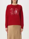 Max Mara Logo Embellished Crewneck Jumper In Strawberry