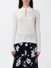 Max Mara Long-sleeved White Silk And Wool Knit Polo In White