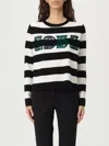 Max Mara Striped Cream Wool Sweater With Embroidered Logo Detail