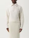 Max Mara Half-zip Ribbed Pullover In White
