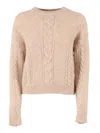 Max Mara Studio Boxy Sweater In Blended Alpaca In Pink