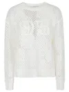 Max Mara Open-knit White Sweater With Textured Detail In White