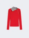 Max Mara Sweater With Zip-up High Neck Detail In Red
