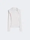 Max Mara Sweater With Zip-up High Neck Detail In White