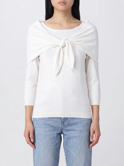 Max Mara Scarf-detail Three-quarter Sleeve Sweater In White