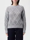 Max Mara Sequin-embellished Diamond-pattern Sweater In Gray