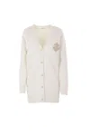 Max Mara Ravello Cardigan With Deep V-neck And Embroidered Emblem