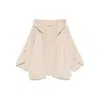 Max Mara Hooded Sweater With Button-detail Sleeves In Wool-cashmere Blend In Neutral