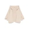 Max Mara Hooded Sweater With Button-detail Sleeves In Wool-cashmere Blend In Neutral