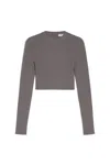 Max Mara Arcella Stretch Viscose Crepe Rib Top In Gray