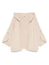Max Mara Buttoned Drop Shoulder Hooded Ribbed Jacket In Neutral