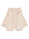 Max Mara Buttoned Drop Shoulder Hooded Ribbed Jacket In Neutral