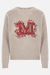 Max Mara Monogram Wool-blend Crewneck Sweater In Beige