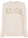 Max Mara Wool And Cashmere Sweater With 1951 Motif In Beige