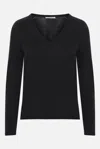 Max Mara Lince Sweater In Satined Cashmere Yarn In Black