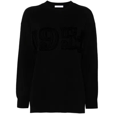 Max Mara Fido Sweater With A 1951 Embroidery In Black