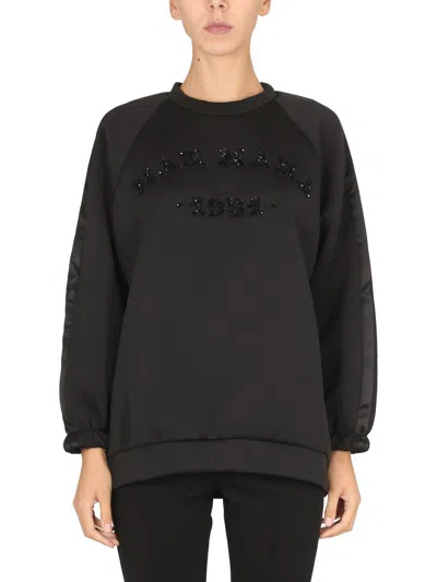 Max Mara Logo-embellished Long-sleeved Sweater In Black