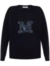Max Mara Logo Embroidered Knitted Jumper In Blue