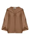 Max Mara Knitwear Hooded Cardigan With Button And Ribbed Hem In Brown