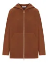 Max Mara Knitwear Hoodie With Long Sleeves And Pockets In Brown