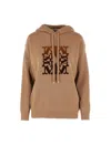 Max Mara Virgin Wool Hoodie In Brown