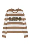 Max Mara Striped Wool Sweater With Embroidery In Animal Print