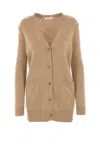 Max Mara Wool And Cashmere Cardigan With Embroidered Detail In Brown