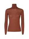 Max Mara Saluto Turtleneck Wool Sweater In Brown